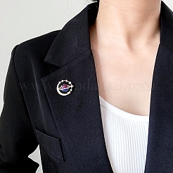 ラインストーンの惑星と星のブローチピン  バックパック服用のライトゴールド合金バッジ  サクランボ色  23x13mm&nbsp;LS-JEWB-M027-01LG-02