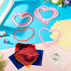 DIY窓用ペイントアート、サンキャッチャー、風鈴、子供向けペーパークラフトキット  カラフル  ハート  102~137x126~138x0.1mm&nbsp;DIY-TAC0017-004A