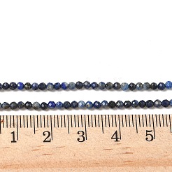 天然石ラピスラズリビーズ連売り  多面カット  ラウンド  2mm  穴：0.5mm  約170~180個/連  39cm&nbsp;G-G936-2mm-22