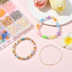 DIY 光るアクリルとプラスチックビーズのストレッチブレスレット作成キット  ミックスカラー  7x3.5~4mm  穴：1.2~1.5mm  3スタイル  50個/スタイル  150pc&nbsp;DIY-YW0011-66