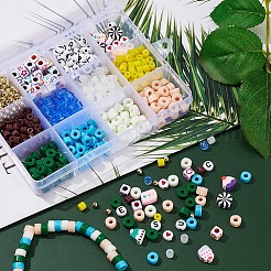 DIYジュエリー作成キット  ガラスラッパと腹筋プラスチックと手作りのポリマー粘土とアクリルビーズを含む  弾性水晶の線  ミックスカラー  ビーズ：730~750個/セット&nbsp;DIY-YW0004-06