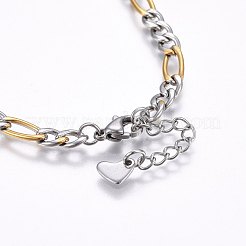 304ステンレススチールフィガロチェーンブレスレット  カニカン付き  ゴールデン·ステンレス鋼色  7-1/2インチ（19cm）  4.5x1.2mm&nbsp;BJEW-I266-02GP