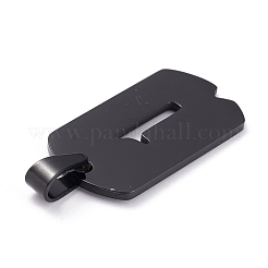 304ステンレスペンダント  数の長方形  電気泳動黒  NUM。1  27.5x14.5x1.5mm  穴：7.5x3mm&nbsp;STAS-H144-02EB-1
