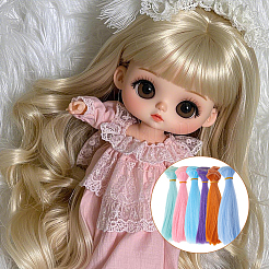 6個 6色 高温ファイバードールウィッグヘア  DIYの女の子のためのbjdメイキングアクセサリー  ミックスカラー  150mm  1pc /カラー&nbsp;AJEW-DC0002-10