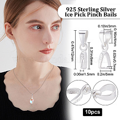 10Pcs 925 Sterling Silver Ice Pick Pinch Bails&nbsp;STER-BBC0001-29A