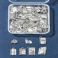 教師の日のためのチベットスタイルの合金ペンダント60個  本  アンティークシルバー  11~19x10.5~14x1.5~3.5mm  穴：1.2~2mm&nbsp;TIBEP-FS0001-22