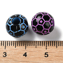スプレー印刷された不透明アクリルビーズ  ラウンド  ミックスカラー  11.5x10.5mm  穴：3.5mm  約1000個/500g&nbsp;SACR-P031-29B