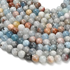 天然石アクアマリンビーズ連売り  ラウンド  スムーズ  8mm  穴：1.2mm  約50個/連  15.08''~15.28''（38.3~38.8センチメートル）&nbsp;G-F591-29B-8mm-05