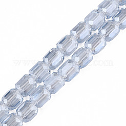 電気メッキ透明ガラスビーズ連売り  多面カット  コラム  ミックスカラー  8x8mm  穴：1.2mm  約79~80個/連  25.59インチ〜27.17インチ（65~69cm）&nbsp;EGLA-N002-32