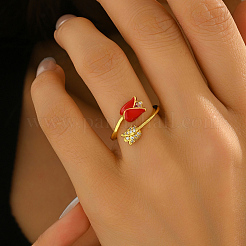 Adjustable Brass Micro Pave Cubic Zirconia Cuff Open Rings for Women&nbsp;XI0611
