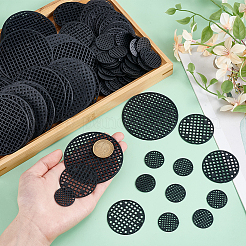 180個 3スタイル プラスチックプランター フラワーポット ホール メッシュパッド  DIYプランター底グリッドマット  フラットラウンド  ブラック  25~74x1~1.5mm  60個/スタイル&nbsp;FIND-GO0002-79