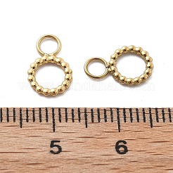 304ステンレススチールチャーム  リングチャーム  イオンプレーティング（ip）  14KGP本金メッキ  11x7x1mm  穴：2.5mm&nbsp;STAS-M111-33G