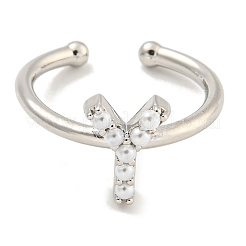 Rack Plating Brass Open Cuff Rings for Women&nbsp;RJEW-F162-01P-Y