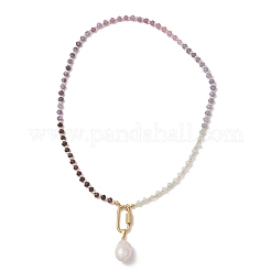 Natural Baroque Keshi Pearl Nuggets Pendant Dyed Natural Malaysia Jade Faceted Rondelle Beaded Necklaces for Women&nbsp;NJEW-JN06019