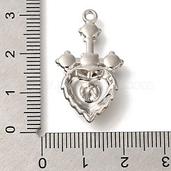 合金ペンダント  プラチナチャーム  ハート  30x17x6mm  穴：1.6mm&nbsp;FIND-Z067-06P-08