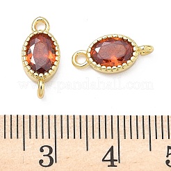 Brass Pave Cubic Zirconia Oval Connector Charms&nbsp;KK-P348-07G-06