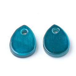 淡水シェルペンダント  スプレー塗装  ティアドロップ  ティール  8x6x1.5mm  穴：1.2mm&nbsp;SHEL-Q008-92A