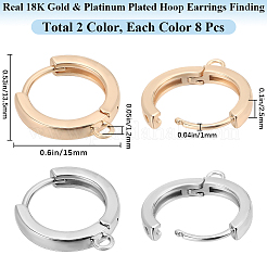 16Pcs 2 Colors Brass Hoop Earrings Findings&nbsp;KK-BBC0013-93