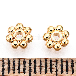 真鍮製デイジースペーサービーズ  花  ニッケルフリー  18KGP本金メッキ  5x1.5mm  穴：1.5mm&nbsp;X-KK-T014-43G
