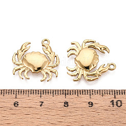 304ステンレススチール製のカニペンダント  イオンプレーティング（ip）  18KGP本金メッキ  20.5x20x2mm  穴：1.5mm&nbsp;STAS-T069-35G