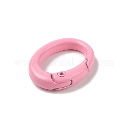 スプレー塗装された合金スプリングゲートリング  オーバル  パールピンク  19.5x15x4.5mm&nbsp;AJEW-C035-01J