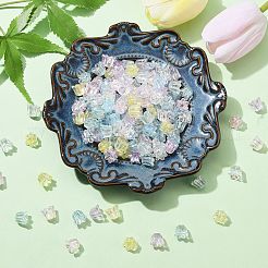300個6色透明アクリルビーズ  花  ABカラーメッキ  ミックスカラー  11.5x10.5x10mm  穴：1.6mm&nbsp;TACR-CJ0001-65