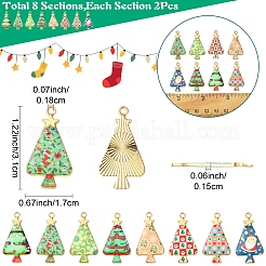 16Pcs 8 Colors Christmas Theme Rack Plating Alloy Pendants&nbsp;FIND-FS0002-98
