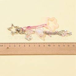アクリル＆ガラスペンダントキーホルダー  合金と鉄のパーツと  車のキーバッグの装飾用  花と星と魚  ピンク  13.7cm&nbsp;KEYC-FZ00004