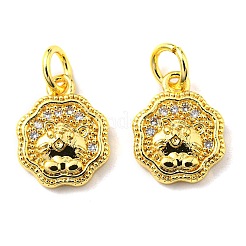 Rack Plating Brass Micro Pave Cubic Zirconia Charms&nbsp;KK-D036-15G