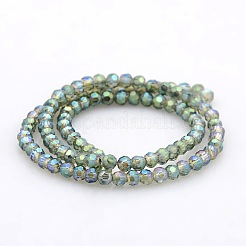 Full Rainbow Plated Glass Faceted(32 Facets) Round Spacer Beads Strands&nbsp;GLAA-A027-3mm-FR02
