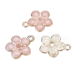 ライトゴールドメッキの合金エナメルペンダント  花  桃パフ  17x14.5x1.5mm  穴：1.6mm&nbsp;X-ENAM-R136-17A