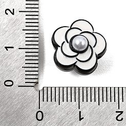 合金エナメルビーズ  プラスチック模造パールと  花  ホワイト  13.5x14x11.5mm  穴：1.7mm&nbsp;AL-CBA8B94-13
