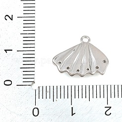 真鍮マイクロパヴェクリアキュービックジルコニアペンダント  貝殻の形のチャーム  プラチナ  14x16x3mm  穴：1.5mm&nbsp;CU-CBA0565-05P