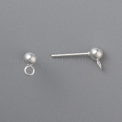 304ステンレススチールスタッドピアス金具  カン付き  ラウンド  銀  17x5mm  穴：2mm  ピン：0.8mm&nbsp;STAS-H410-10S-B1