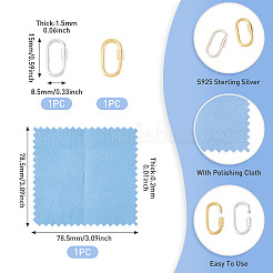 2Pcs 925 Sterling Silver Locking Carabiner Clasps&nbsp;STER-TA0001-56A
