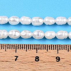 天然養殖淡水パールビーズ連売り  ライス  乳白色  3.5~6x4~4.5mm  穴：0.7~0.8mm  約59~60個/連  13.58''（34.5センチメートル）&nbsp;PEAR-N012-04S