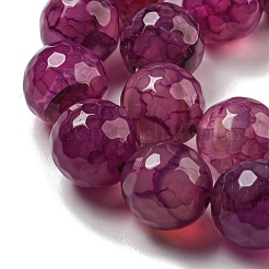 Faceted Natural Dragon Veins Agate Beads Strands&nbsp;G-F447-12mm-L02
