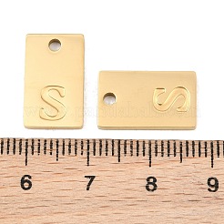 304ステンレスペンダント  文字チャーム付き長方形  18KGP本金メッキ  イオンプレーティング（ip）  文字S  16x10x1.4mm  穴：1.8mm&nbsp;SA-CBA1839-21G-S