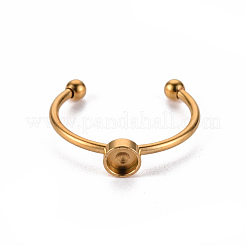 201ステンレススチールカフパッドリングセッティング  レーザー切断  ゴールドカラー  トレイ：4mm  usサイズ8（18mm）&nbsp;X-STAS-S080-042A-G