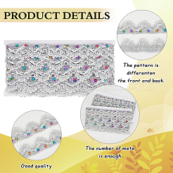 Sparkle Triangle Polyester Lace Ribbons&nbsp;OCOR-WH0090-64P
