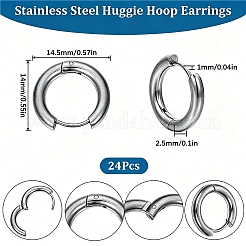12 Pairs 202 Stainless Steel Huggie Hoop Earrings with 316 Surgical Stainless Steel Pins&nbsp;EJEW-SC0001-40P