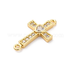 Brass Micro Pave Cubic Zirconia Connector Charms&nbsp;KK-S510-16G