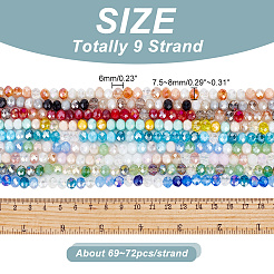 9 Strands 9 Color Electroplate Glass Beads Strands&nbsp;EGLA-AR0001-21