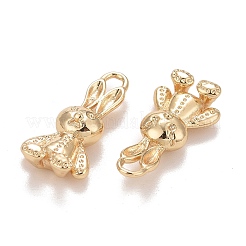 ラックメッキ真鍮チャーム  長持ちメッキ  鉛フリー＆カドミウムフリー  兎  ライトゴールド  18.5x8.5x4mm  穴：2.4x1.8mm&nbsp;LS-KK-E267-03LG