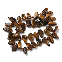 天然石タイガーアイビーズ連売り  チップ  トップ掘削  シードビーズで  13~20x6~10x5~8mm  穴：1.2mm  約46~47個/連  15.55''~15.75''（39.5~40センチメートル）&nbsp;G-Z130-A01-02