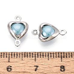 真鍮製コネクタチャーム  ハートリンク  磁器と  ニッケルフリー  淡いターコイズ  13.5x8x3.5~4mm  穴：1~1.2mm&nbsp;KK-N286-03B-P