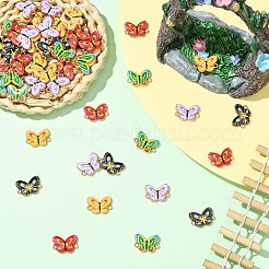 50 個 5 色プリント合金コネクタチャーム  バタフライリンク  ライトゴールド  ミックスカラー  12x17x2mm  穴：1.5mm  10個/カラー&nbsp;FIND-CJ0004-60
