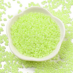 セイロンガラスシードビーズ  ピーナッツ  緑黄  4~4.5x2~2.5x2~2.5mm  穴：0.8~0.9mm  約10000個/ポンド&nbsp;SEED-K009-02B-39
