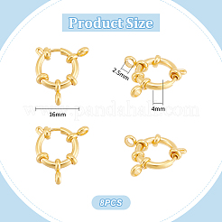 304ステンレススチールスプリングリング留め具8個  リング  24KGP本金メッキ  16x4mm  穴：2.5mm&nbsp;STAS-UN0057-88