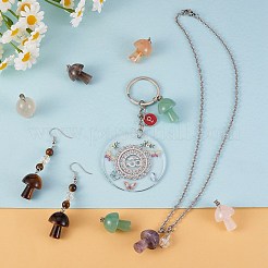天然桜瑪瑙ペンダント5個  ステンレス鋼ループ付き  プラチナ  きのこ型  24x16mm  穴：5mm&nbsp;G-SZ00001-87D